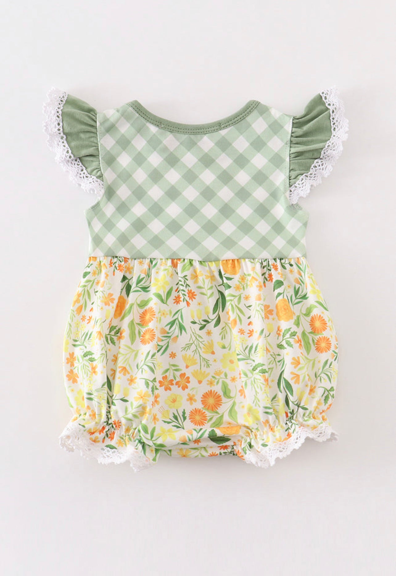 Yellow & Sage Floral Ruffle Bubble