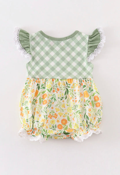 Yellow & Sage Floral Ruffle Bubble