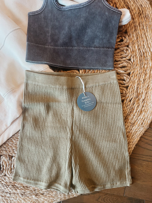 Lounge Sweater Shorts: Olive
