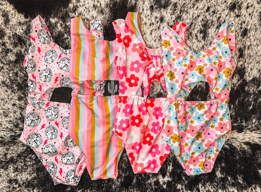 PREORDER SWIM: girls 1 piece TIE