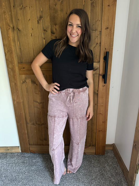 PREORDER: mineral washed tiered wide leg pants