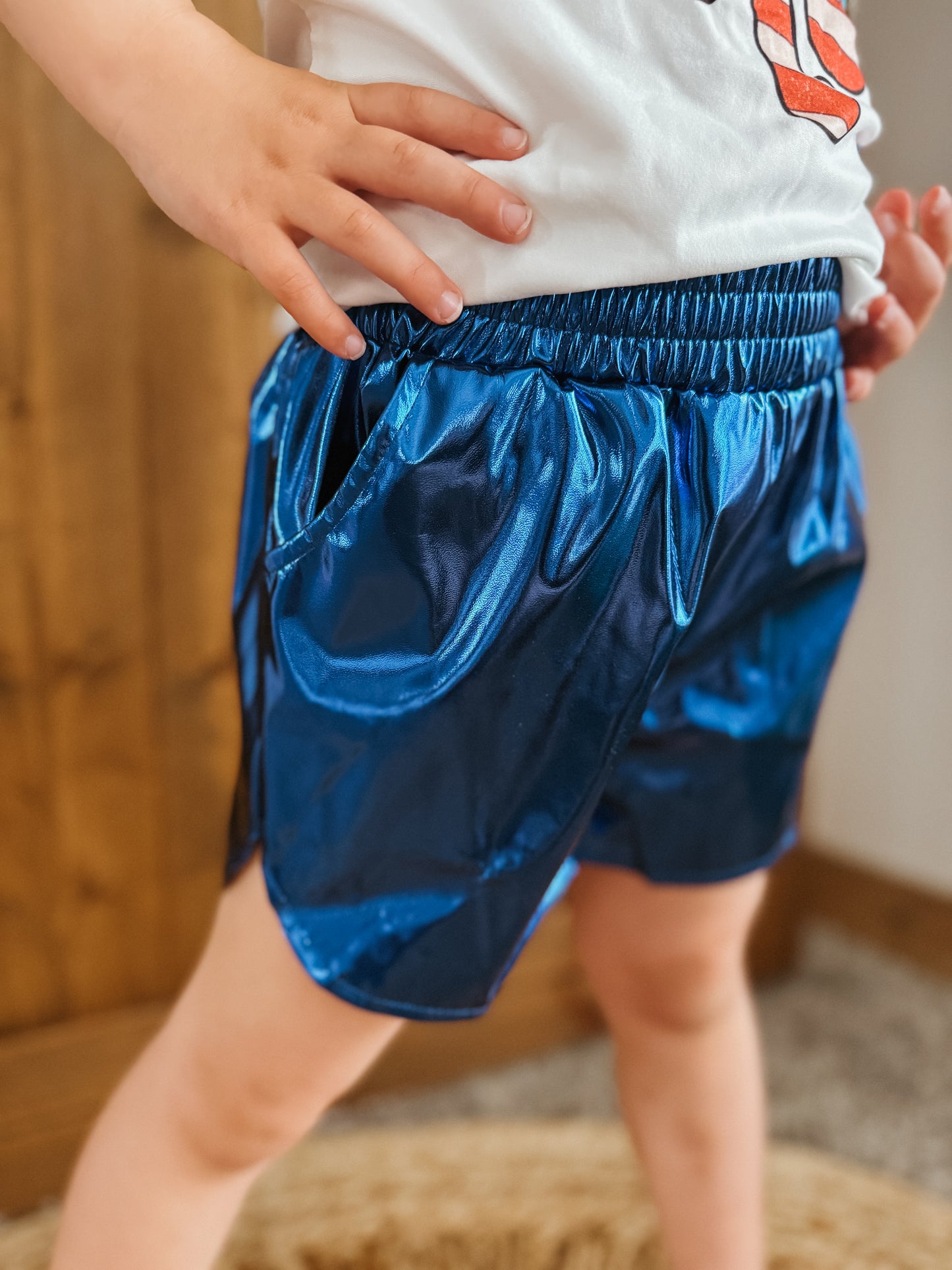 4T Blue Metallic Shorts