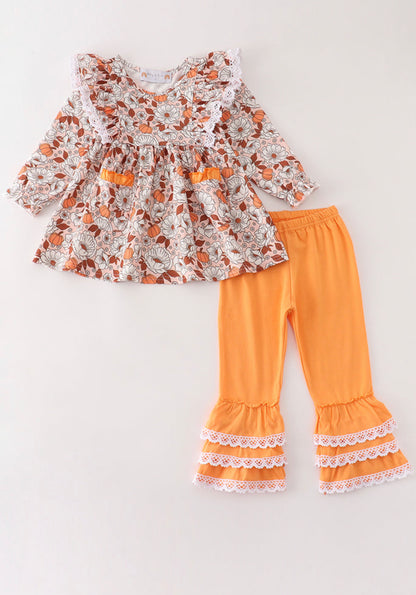 Fall Florals & Pumpkins Ruffle Set