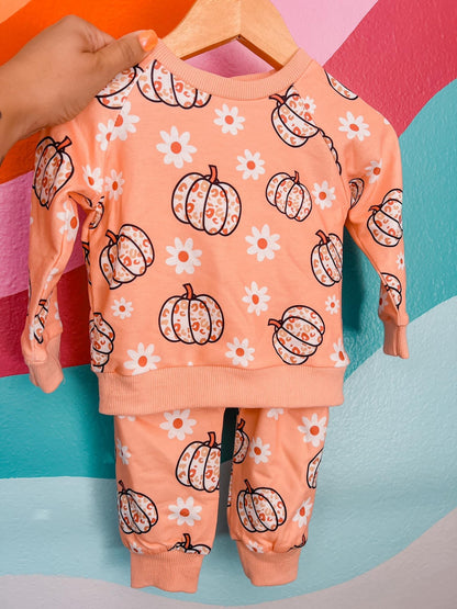 Pumpkin Leopard Sweatsuit Set