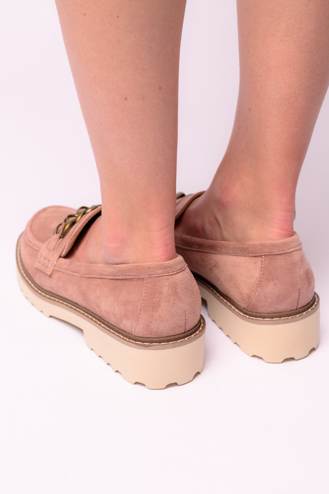 Literally Loafers in Blush Faux Suede