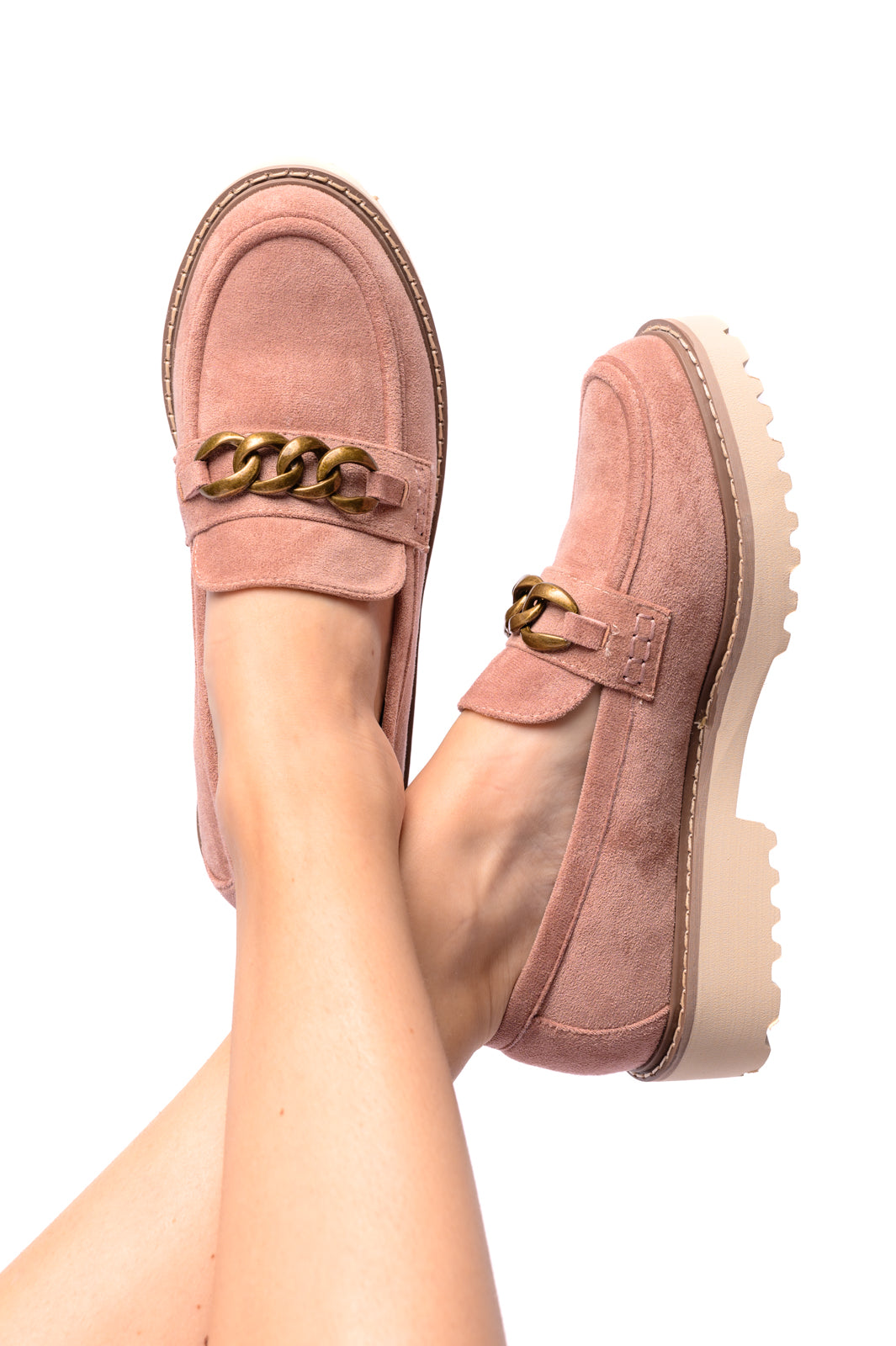 Literally Loafers in Blush Faux Suede