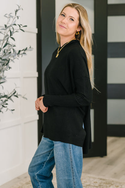 Running Late Hooded Long Sleeve in Black