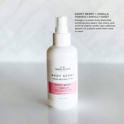 Signature Body Spray-Long Lasting Body Mist: Sweet Berry + Vanilla