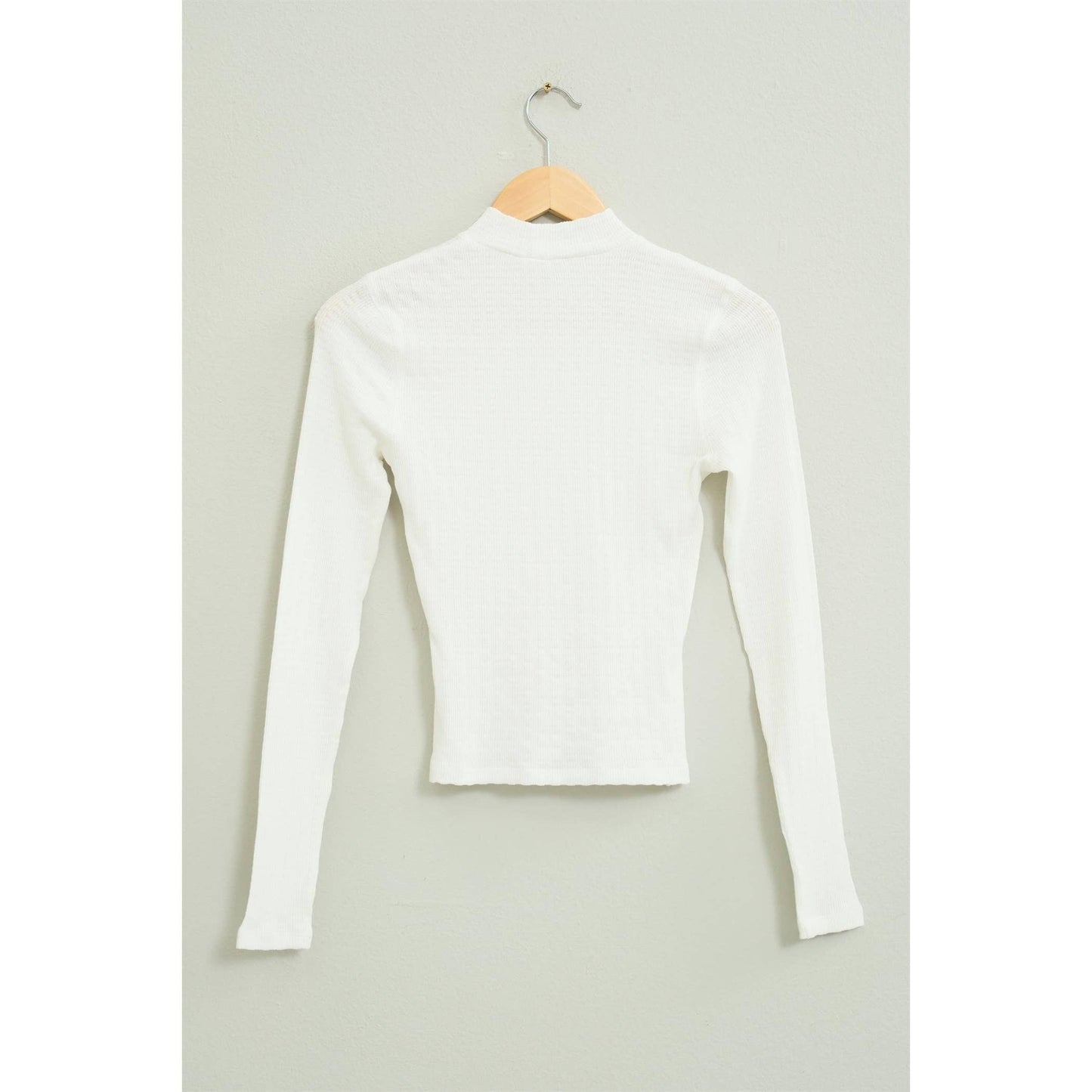 High-Neck Fitted Top: Off White