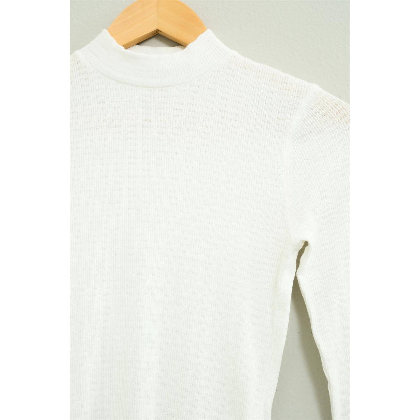 High-Neck Fitted Top: Off White