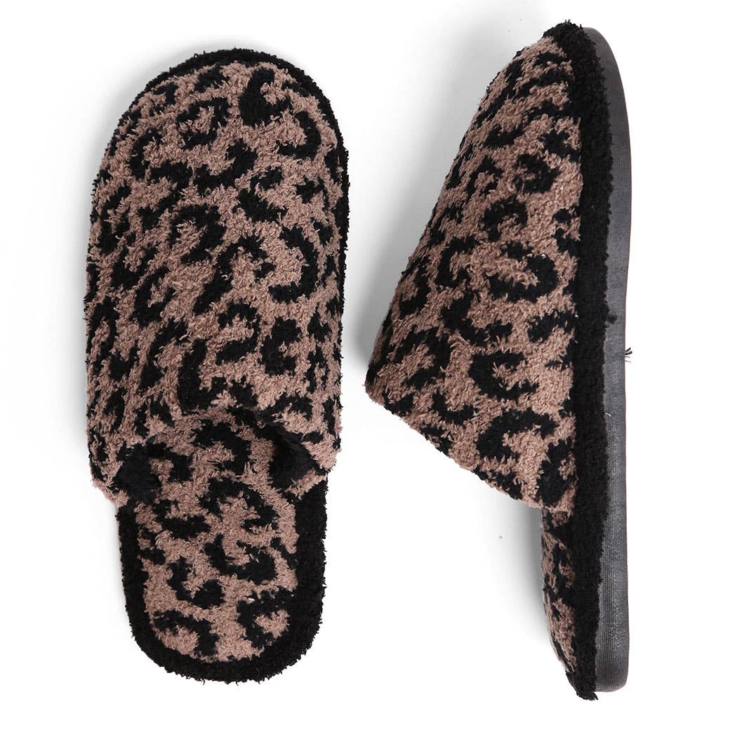 Luxury Soft Leopard Slipper: Coffee