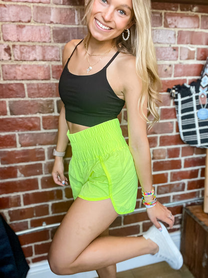 Windbreaker Running Shorts: Neon Lime