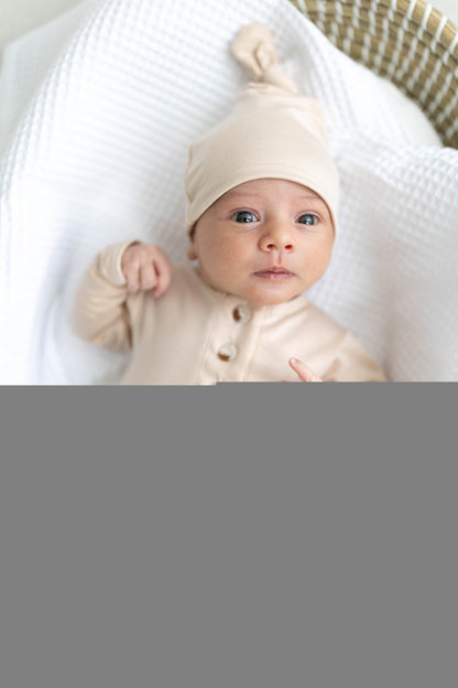 Knotted Baby Gown Set: Sand
