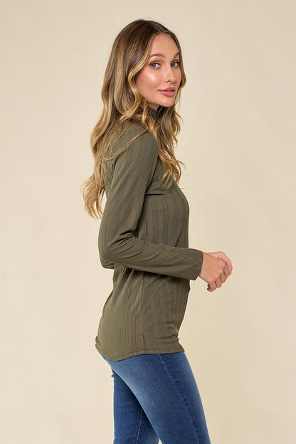 What is in your heart ribbed top: Olive