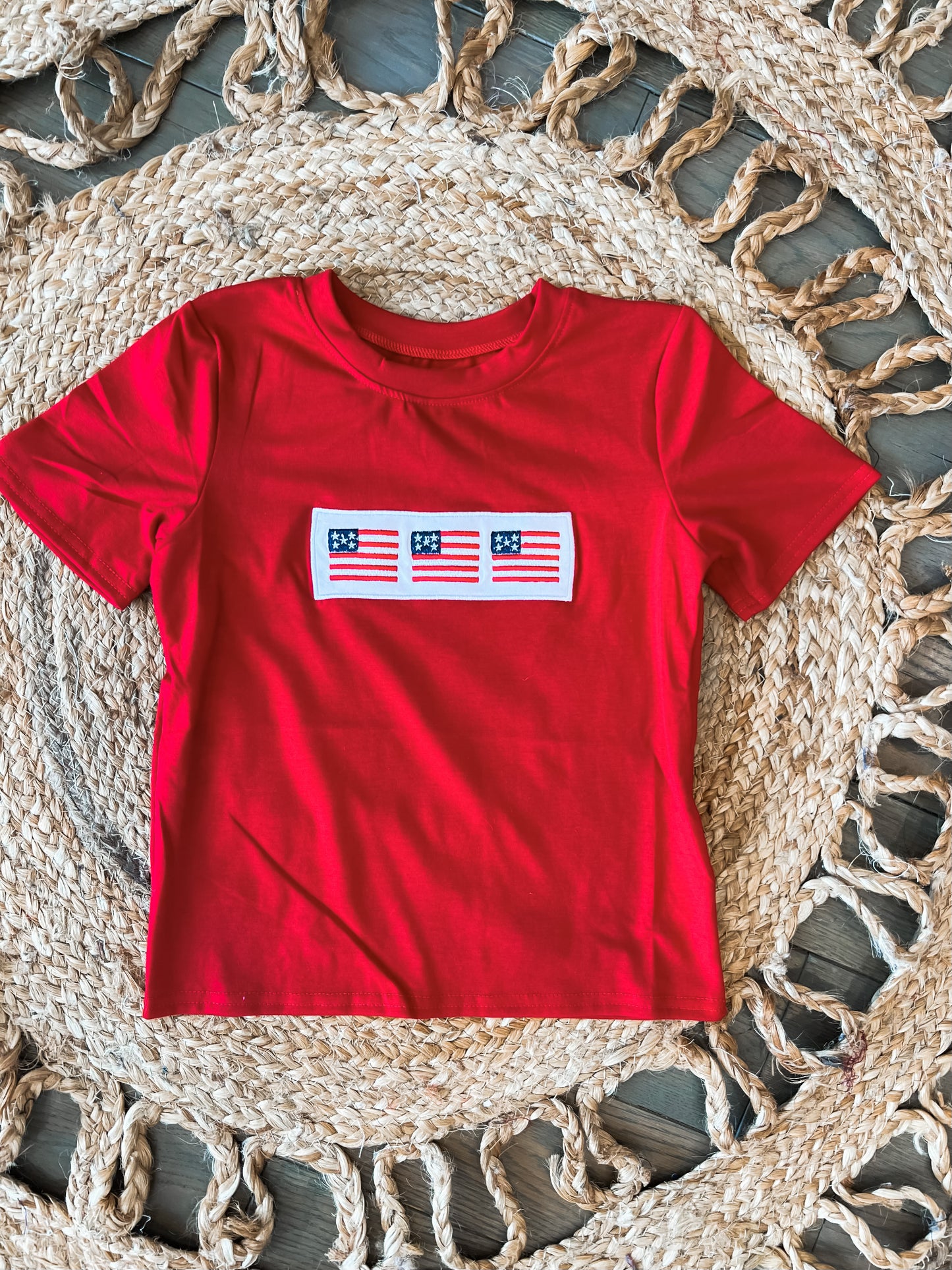 Red Flag Embroidered Tee