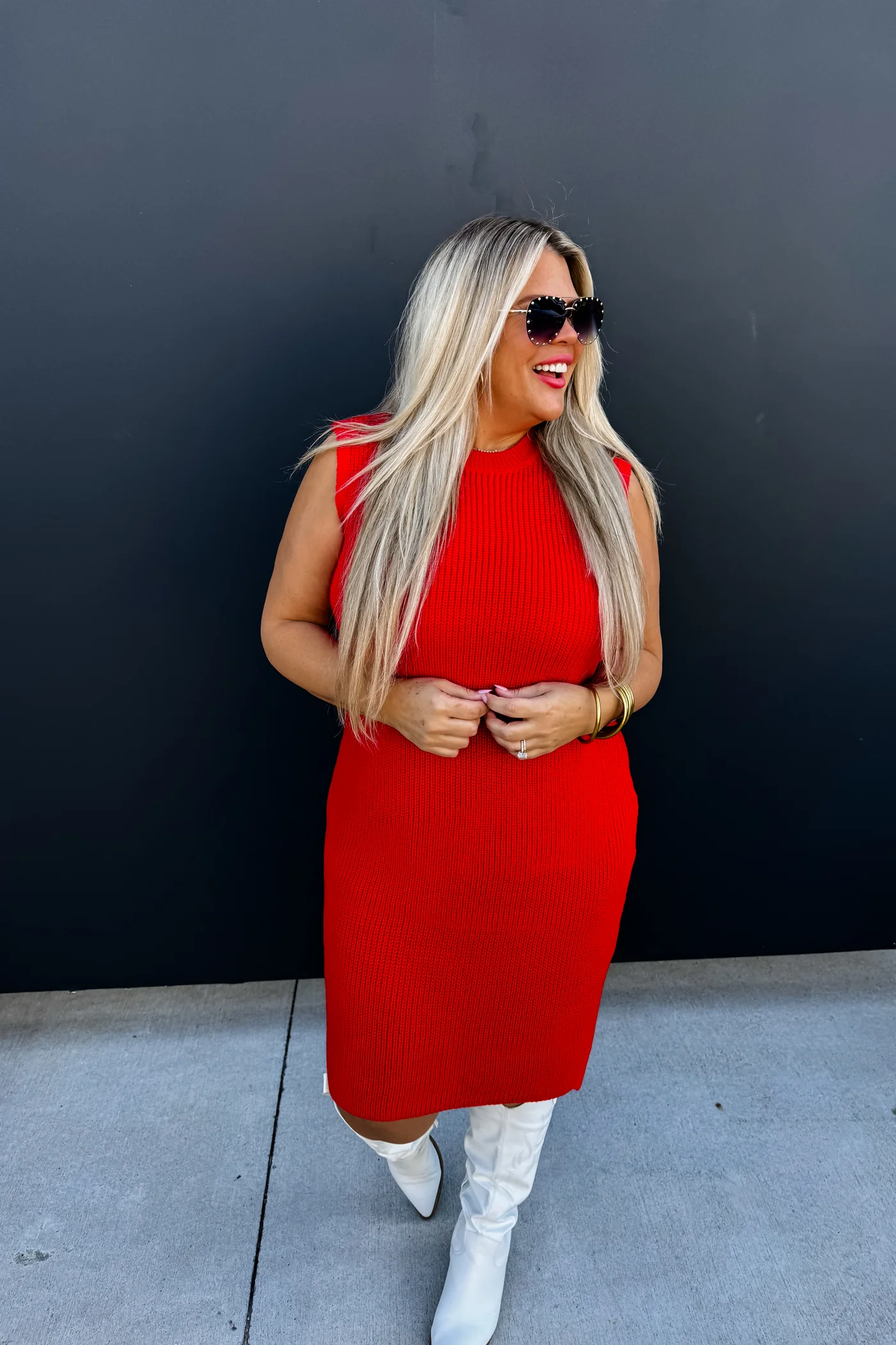 VANESSA SWEATER DRESS: RED