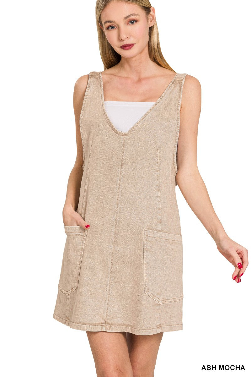 Zoey Washed Denim Dress: Ash Mocha