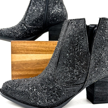 Shine Star Rhinestone Bootie in Black