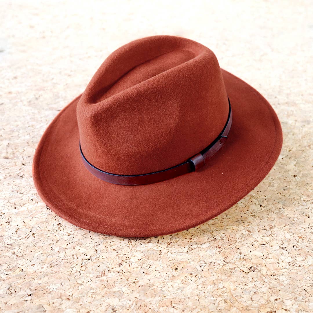 Wool Felt Fedora Hat: Rust