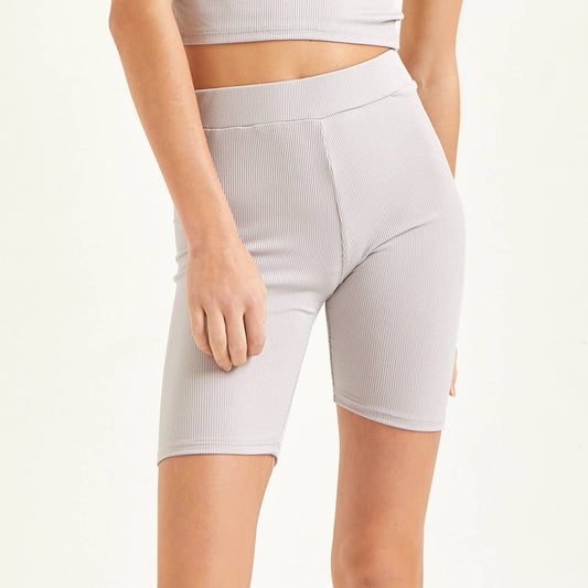 Ribbed Biker Shorts: grey