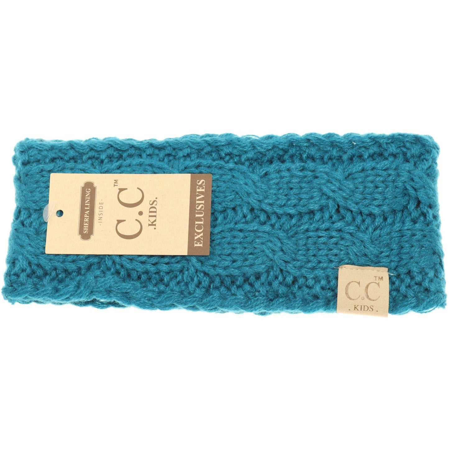 KIDS Solid Cable Knit CC Head Wrap: Teal