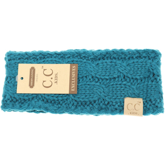KIDS Solid Cable Knit CC Head Wrap: Teal