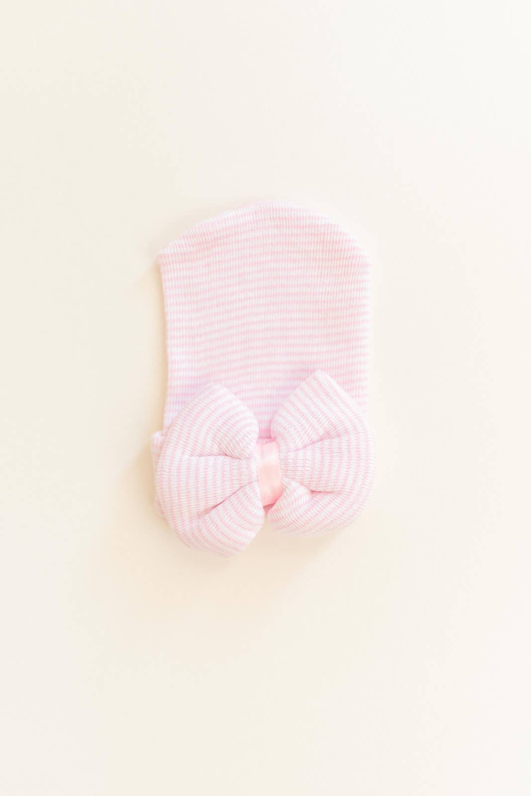 Newborn Bow Hat: Pink Stripes