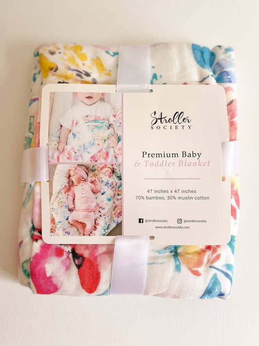 Premium Baby and Toddler Blanket - Flora - Bamboo and Cotton