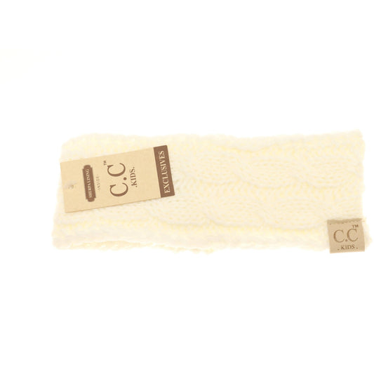 KIDS Solid Cable Knit CC Head Wrap: Ivory