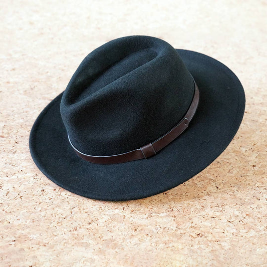 Wool Felt Fedora Hat: Black