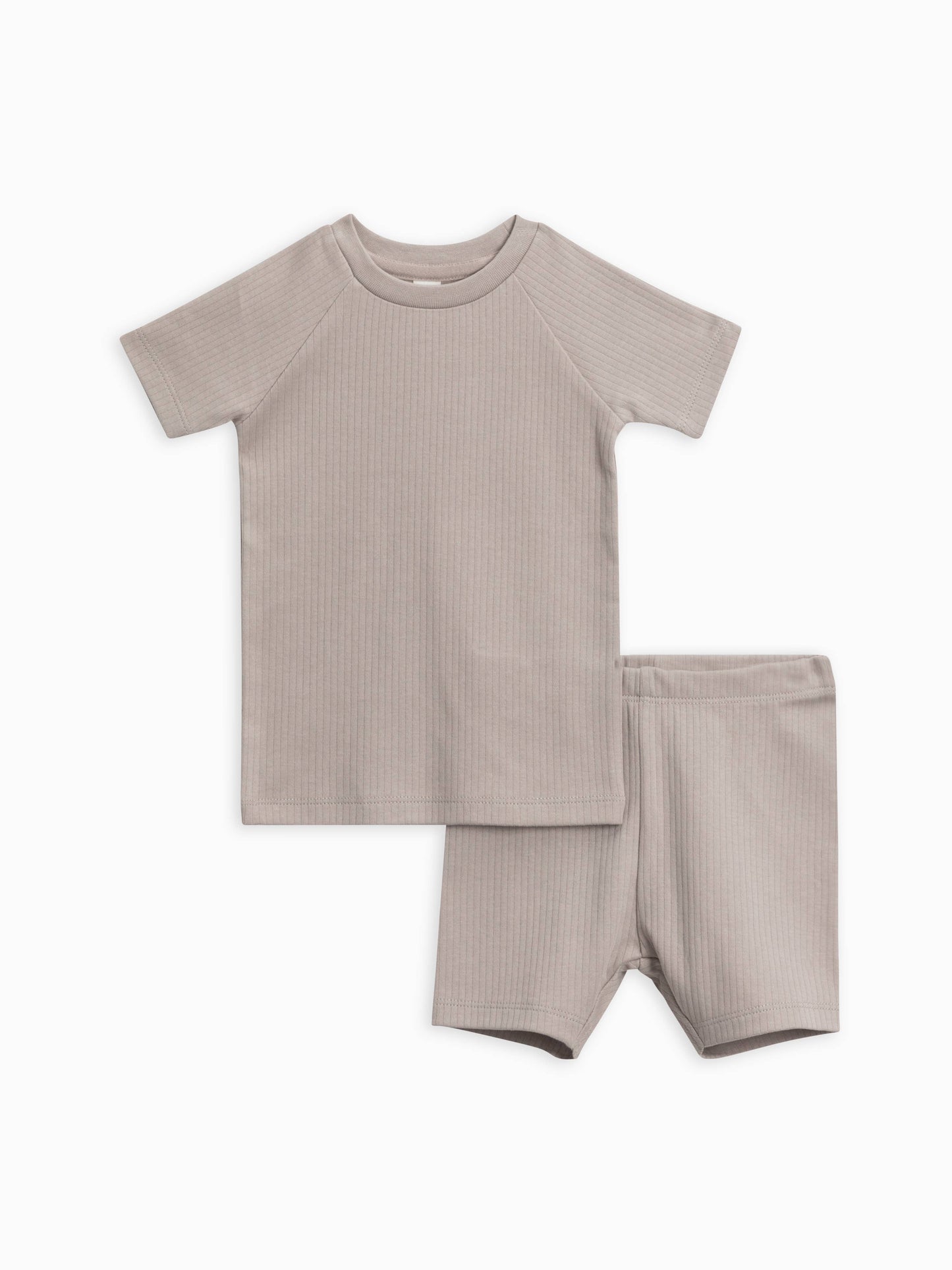 Organic Baby and Kids Ribbed Short Sleeve Jammies - Dove