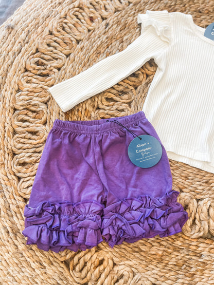 Purple Ruffled Shorts