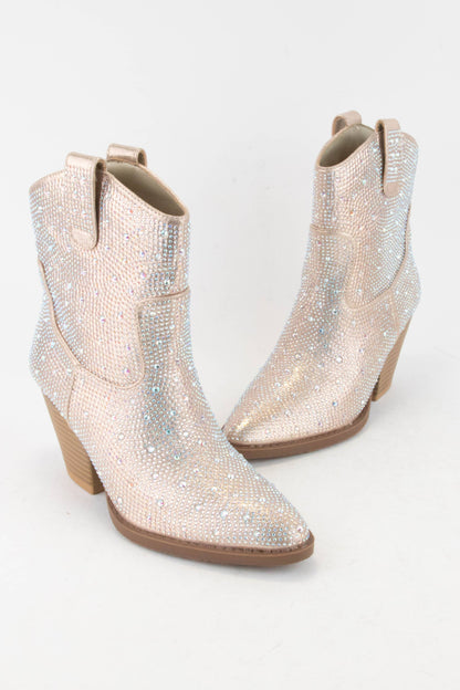 Betsey Rhinestone Ankle Bootie | Champagne