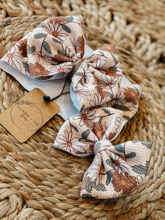 Tan Floral: bow collection
