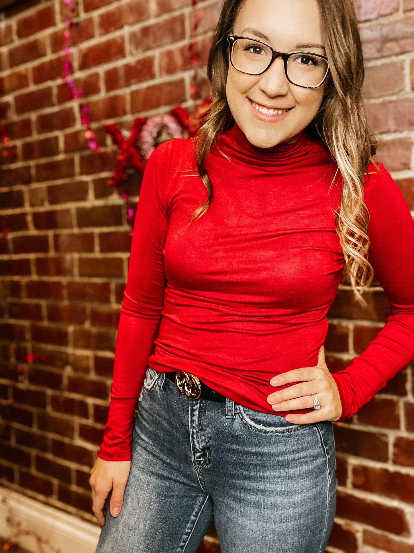 Ruby Red Mock Neck Top