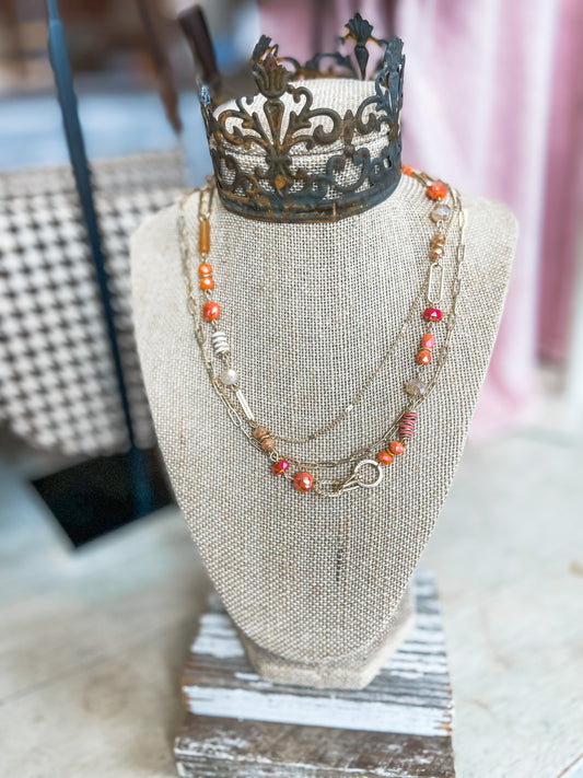 Coral Mutli-Stand Necklace